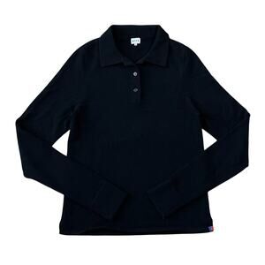 Kule Womens Black Long Sleeve Cashmere Blend Polo Top Size Medium